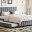 Queen Size Velvet Upholstered Platform Bed with 2 Drawers and 1 Twin XL Trundle- Gray - Korvel