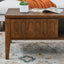 Medieval modern flute coffee table with storage sliding door and solid wood legs, vintage farmhouse wood central table - Korvel