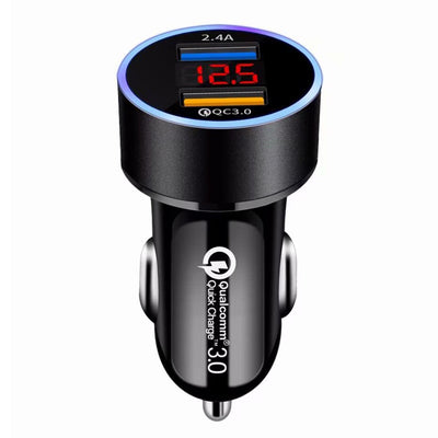 QC3.0 Dual USB Car Charger with LCD Display