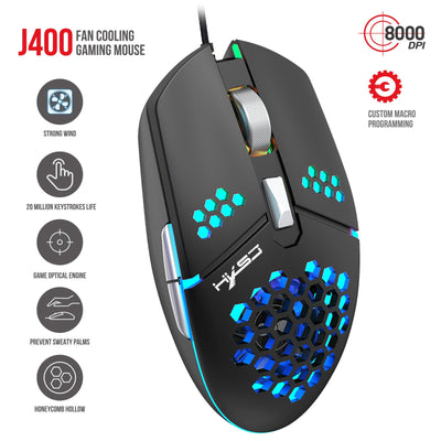 J400 new fan macro programming wired hole gaming mouse 8000dpi adjustable anti sweat design - Korvel