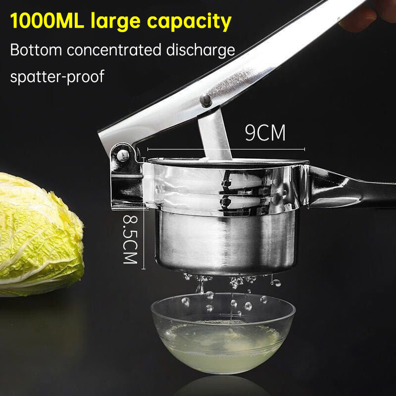 Squeezer Stainless Steel Manual Juicer Household Vegetable Filling Dehydration Large Practical And Creative Potato Mashing - Korvel