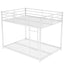Full over Full Metal Bunk Bed, Low Bunk Bed with Ladder White - Korvel