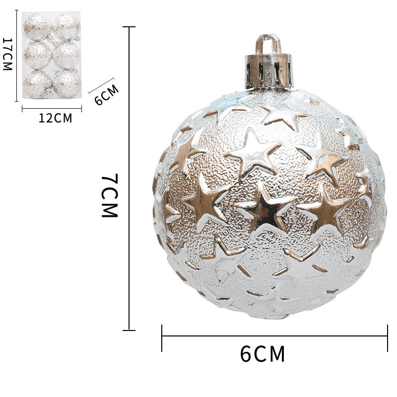 Christmas 6cm Decorative Ball with Starry Sky Relief, Christmas Electroplating Ball Pendant, Venue Decoration Ball - Korvel