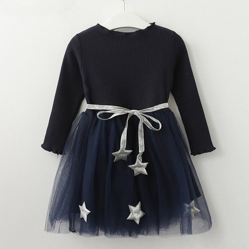 Bear Leader Girls Dress Pentagram Princess Dress Brand Girls Clothes Children Clothing European and American Style Girls Dresses - Korvel