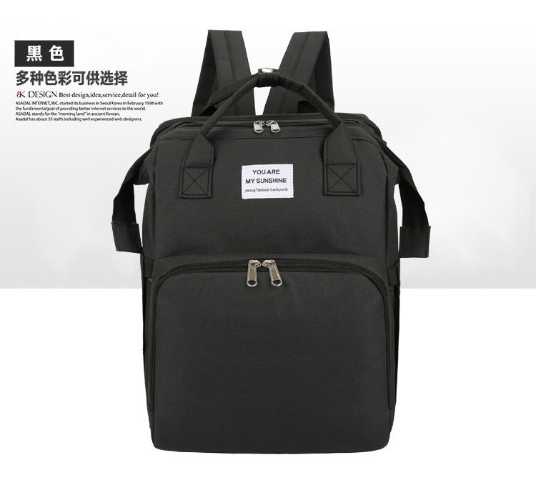 Portable Foldable Bed Mommy Bag For Going Out Lightweight And Large Capacity Mother And Baby Bag Backpack - Korvel
