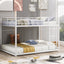 Full over Full Metal Bunk Bed, Low Bunk Bed with Ladder White - Korvel