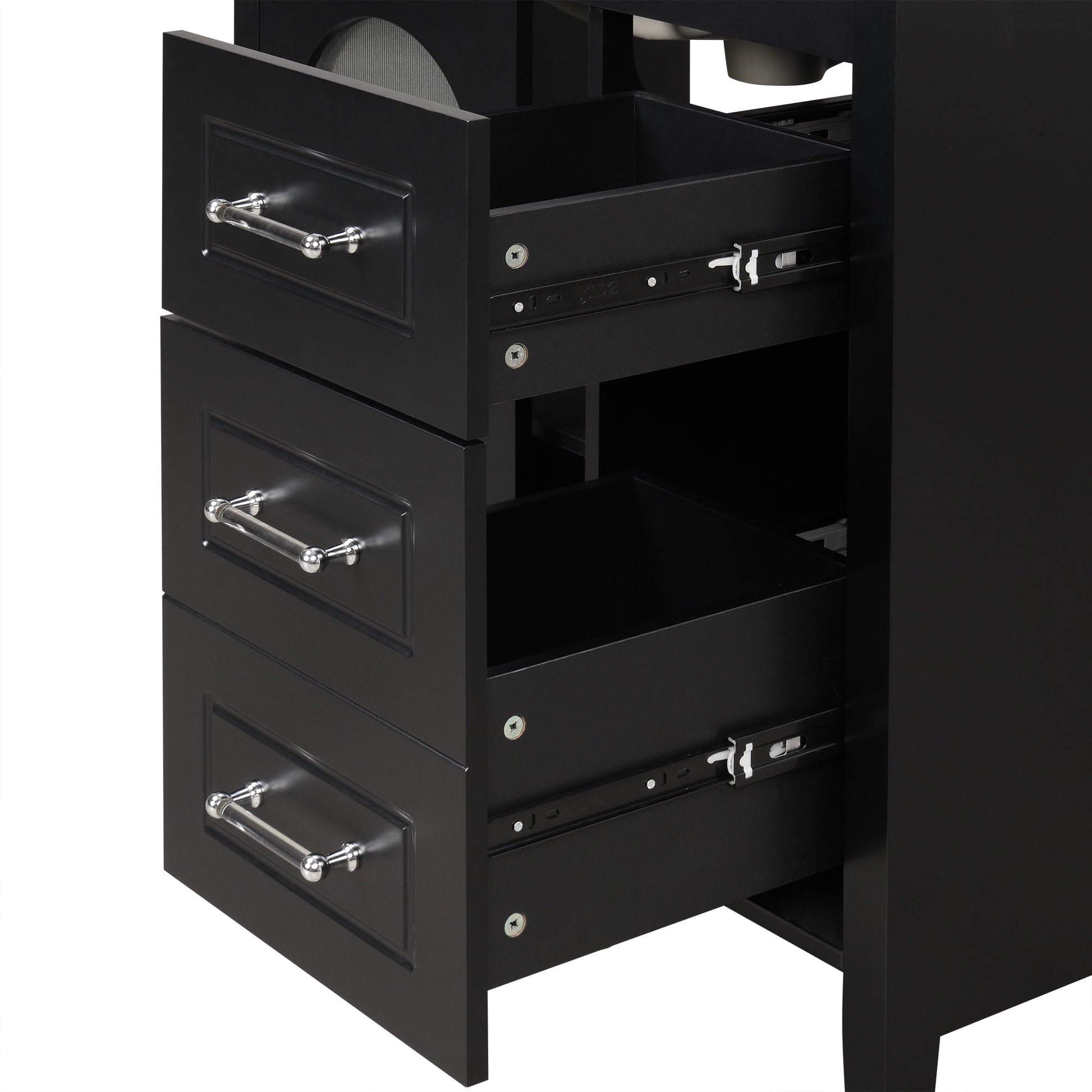 30" Bathroom Vanity with Sink, Bathroom Vanity Cabinet with Two Drawers and Door, Adjustable Shelf, Solid Wood and MDF, Black - Korvel