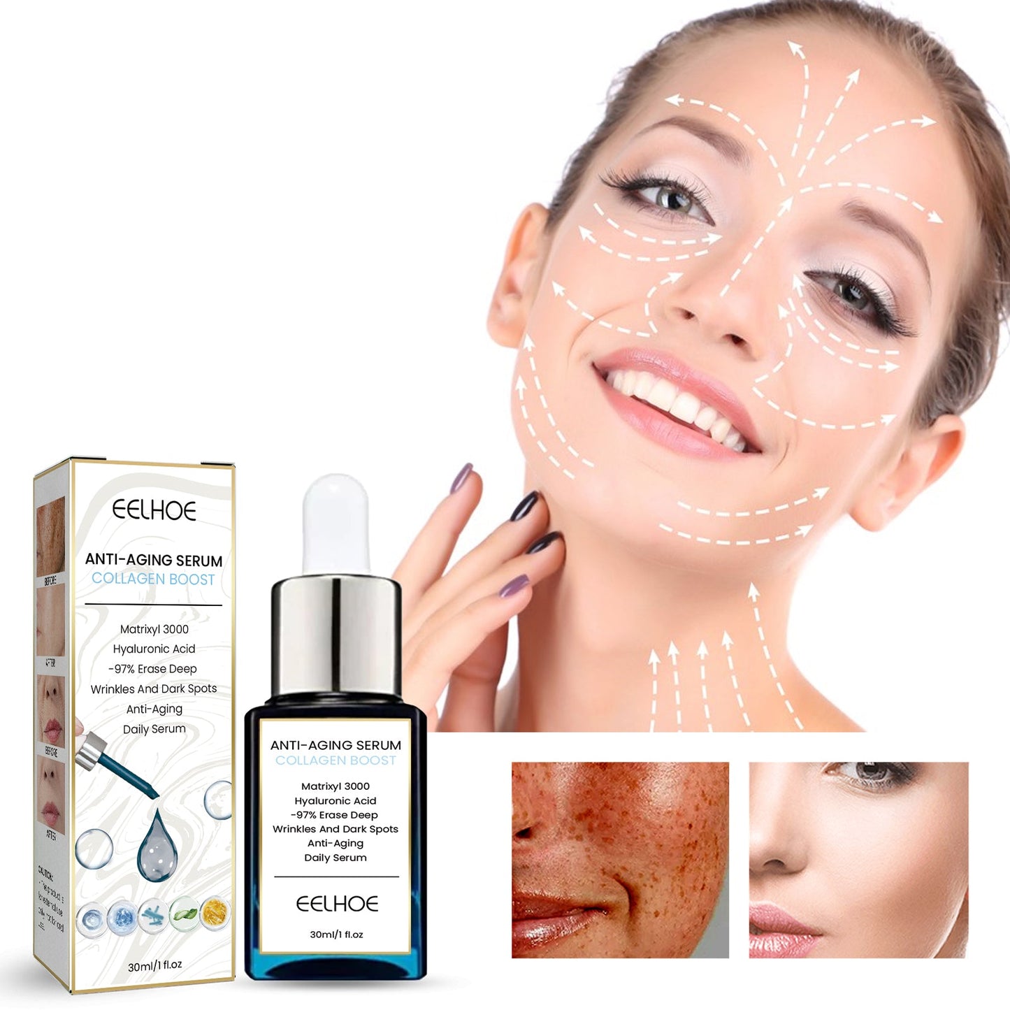 Collagen Anti-Aging Serum, Fade Fine Line Collagen Recombination Anti-Aging Serum - Korvel