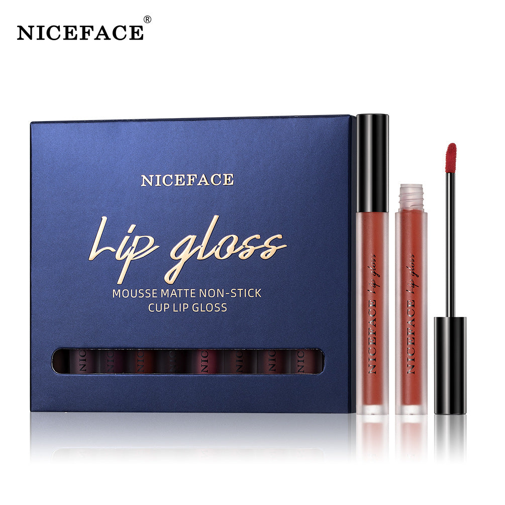 Niceface New Quality Lip Glaze Velvet Matte Lip Glaze Set Matte Non-stick Cup Holder Liquid Lipstick - Korvel