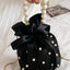 Pearl Detail Solid Color Bucket Bag - Korvel
