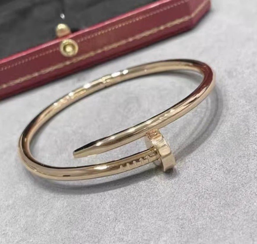 Precision Thick Plating Head and Tail Diamond Fashion Three-Circle Full Diamond Couple Bracelet - Korvel
