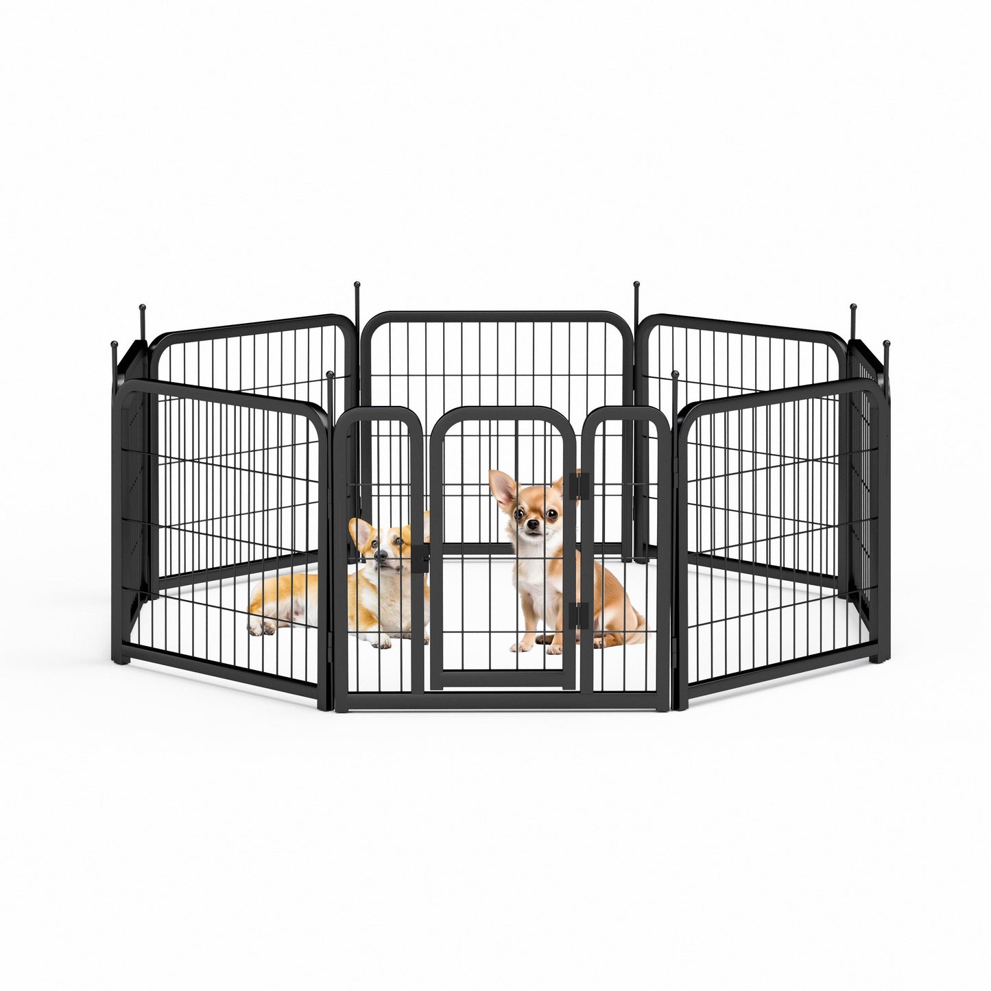 8-panel dog fence, 24 inch small dog pet fence, portable indoor pet game fence. Black, 22.2 inches wide x 23.6 inches high. - Korvel