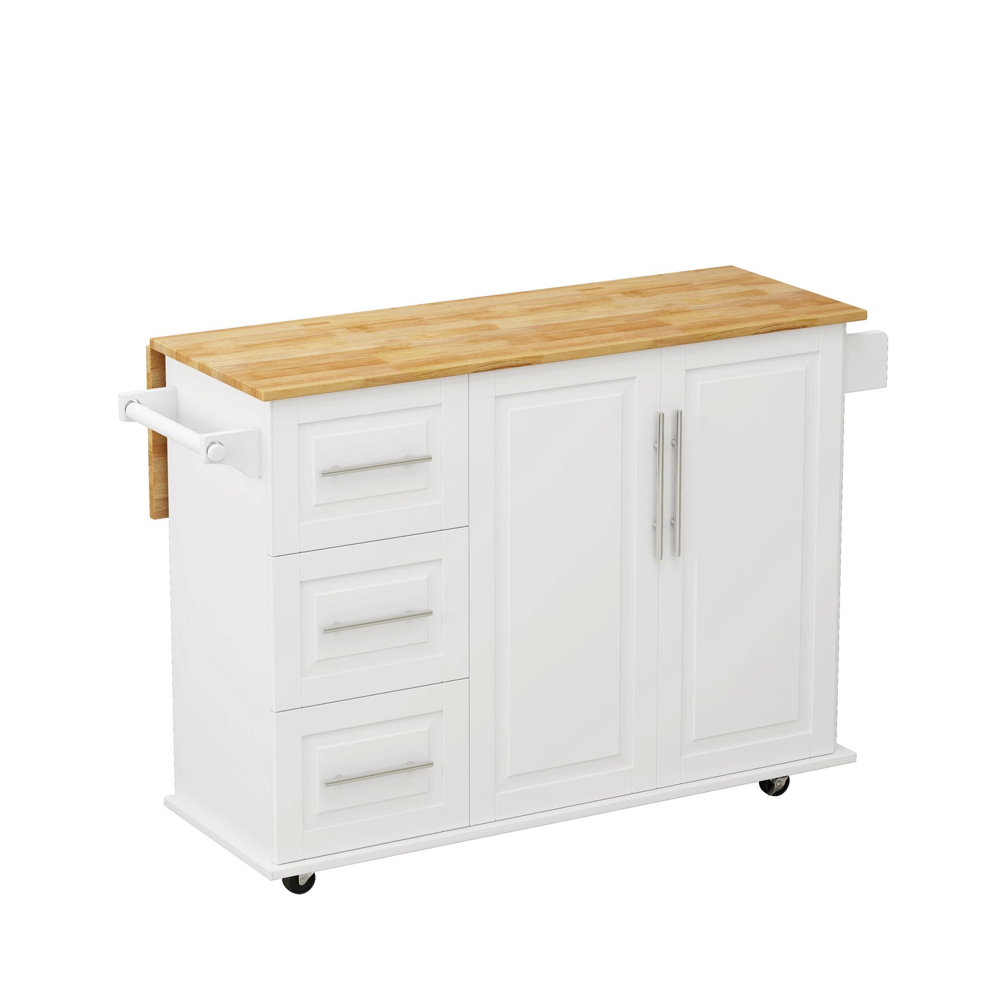 Elegant Kitchen Island Cart with Storage and Spice Rack