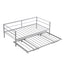 Twin Size Metal Daybed with Adjustable Trundle  Pop Up Trundle  Silver - Korvel