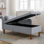 Chaise longue en velours gris avec rangement et coussin