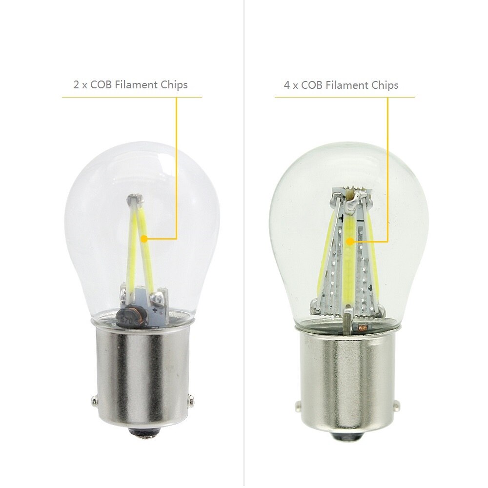 1pcs 1156 P21W BA15S 1157 BAY15D COB LED Filament Chip Car Brake Lights Auto Reverse Bulb Parking Lamp 12V Red White Yellow - Korvel