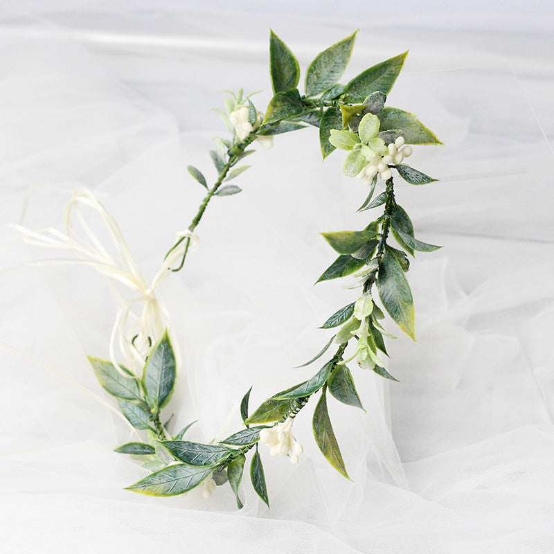 Minimalist Forest Flower Wreath Headflower Pregnant Women Spring Forest Shooting Green Plants Fresh Headwear Children's Festival Accessories - Korvel