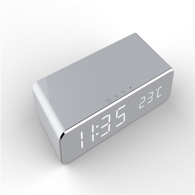 Reloj de escritorio multifuncional con carga inalámbrica y pantalla LED