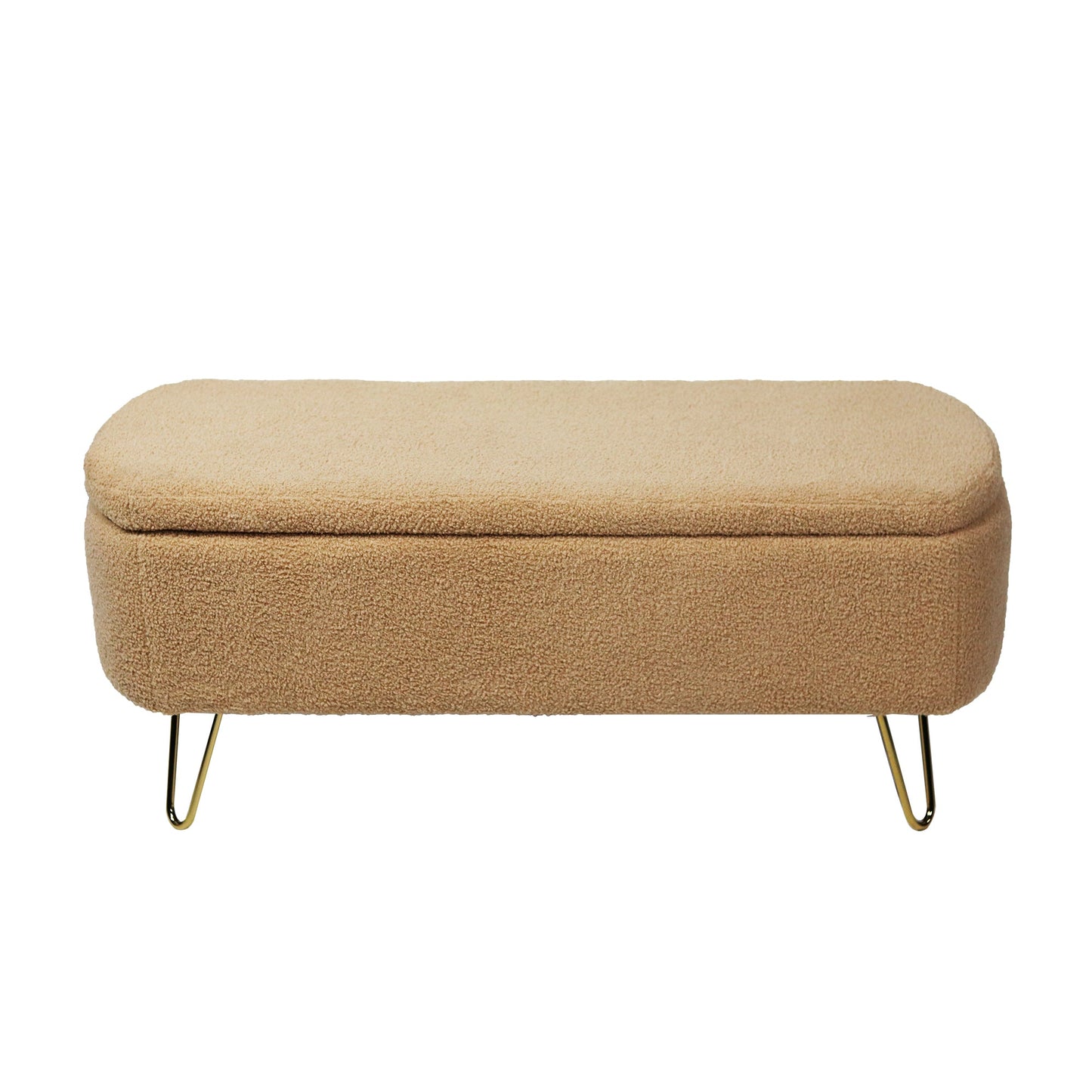 Banco Ottoman de Almacenamiento Camel con Patas Doradas