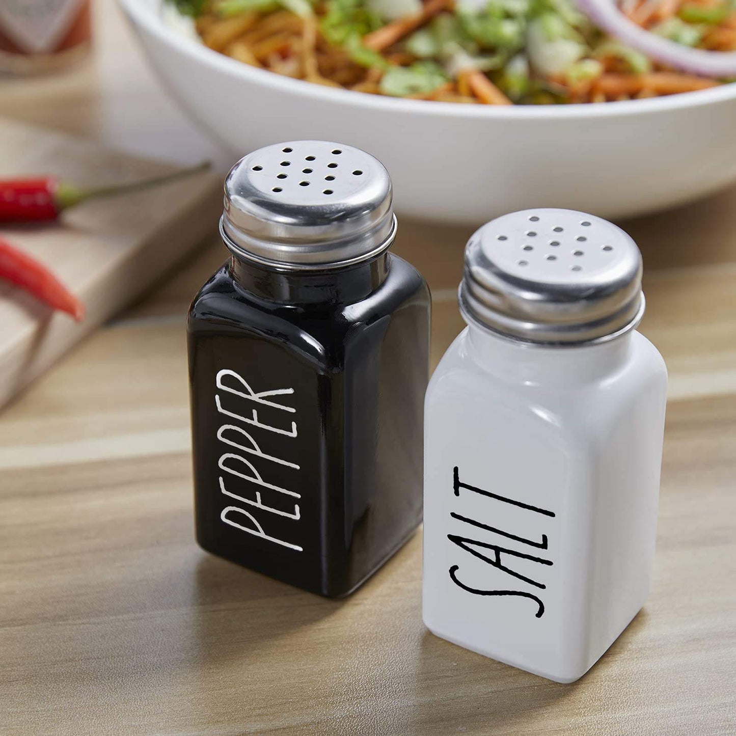 Black and white seasoning jar pepper salt bottle seasoning box square glass - Korvel