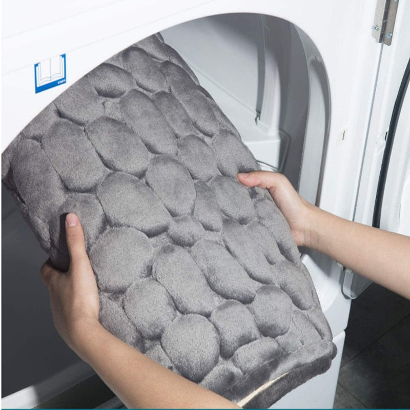 Cobblestone Embossed Bathroom Bath Mat Non-slip Carpets In Wash Basin Bathtub Side Floor Rug Shower Room Doormat Memory Foam Pad - Korvel