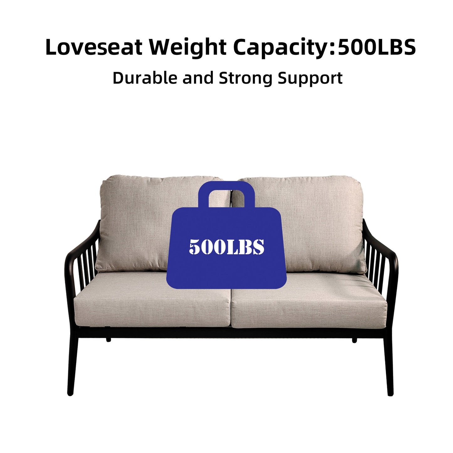 Ensemble de canapé loveseat de patio moderne en aluminium 2PC