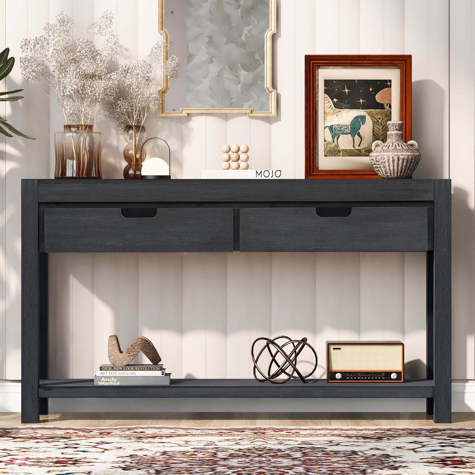 U_STYLE Console Table Entryway Table for Hallway Living Room with 2 Drawers and 1 Shelf - Korvel