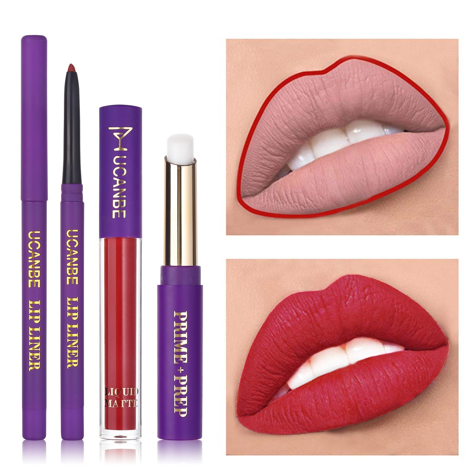 UCANBE Matte Lip Glaze + Lip Liner + Primer Set of 13 Packs - Korvel