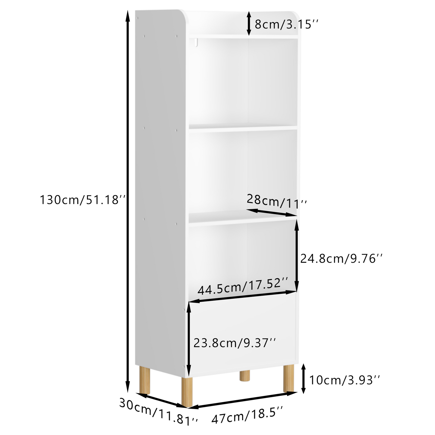 Kids 4-Tier Bookcase Children's Book Display Bookshelf Toy Storage Cabinet Organizer for Children's Room Playroom - Korvel