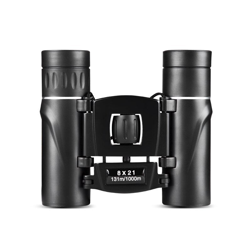 8x21 Compact Zoom Binoculars Long Range Folding HD Powerful Mini Telescope Bak4 FMC Optics Hunting Sports Black Kids Telescope - Korvel