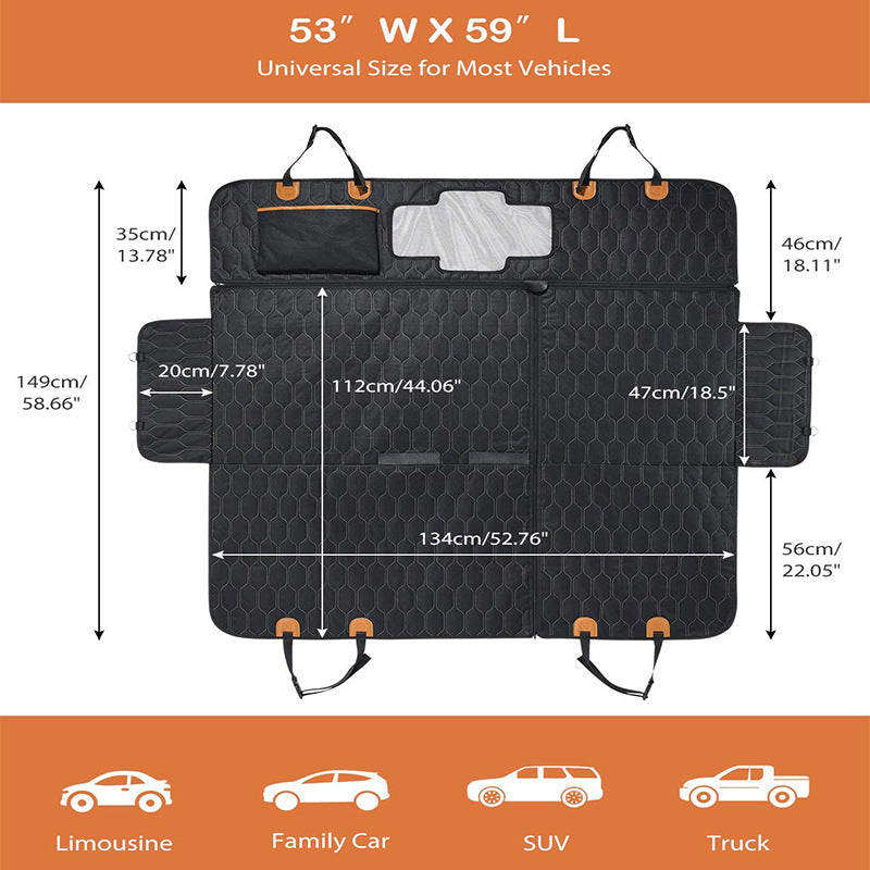Four in one detachable pet car cushion waterproof dirt proof and scratch resistant rear trunk seat cushion for passenger seat - Korvel