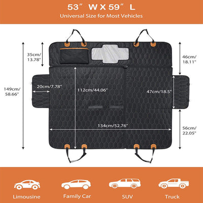 Four in one detachable pet car cushion waterproof dirt proof and scratch resistant rear trunk seat cushion for passenger seat - Korvel