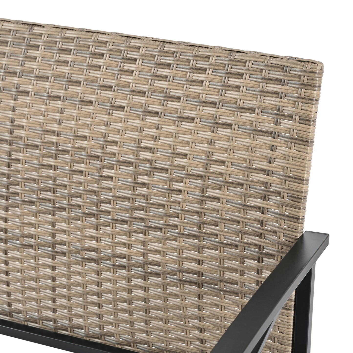 Conjunto de Muebles de Wicker para Exterior Premium con Mesa de Metal Negra