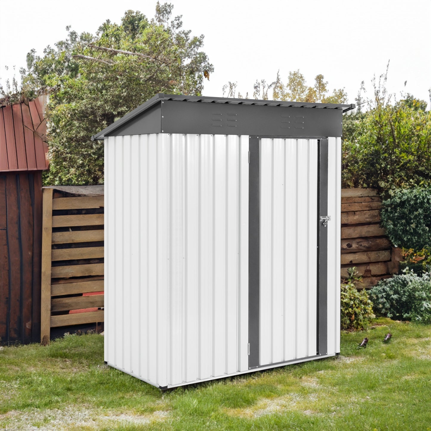 Abri de jardin en métal XWT016 - Gris et blanc 5x3x6ft