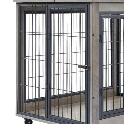 Premium Furniture Style Dog Crate Side Table on Wheels