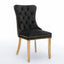 Elegant Black Velvet Dining Chair Set with Gold Accents