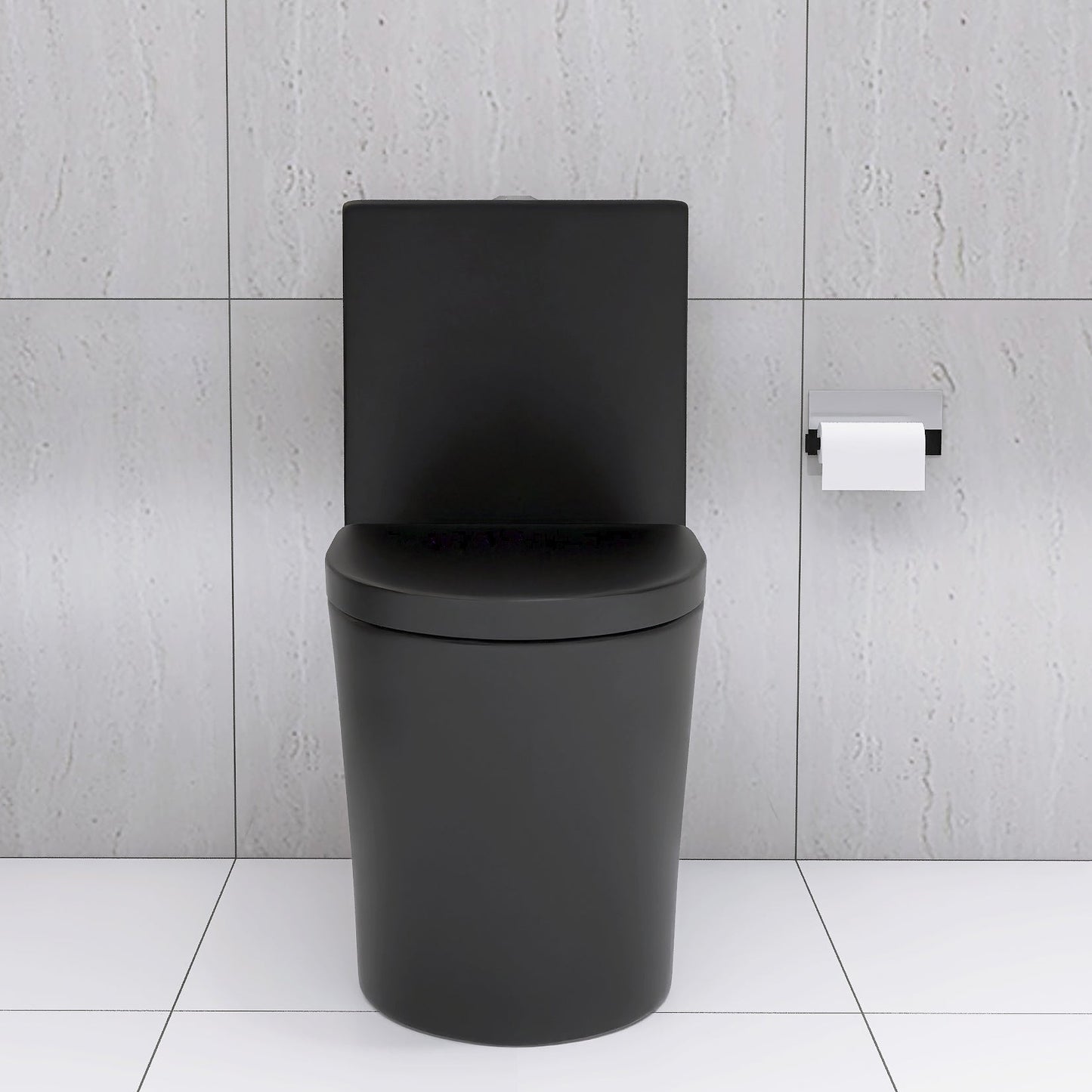 Matte Black Elongated One Piece Toilet Dual Flush 1.1/1.6 GPF Water Saving Map 1000g,Matte Black - Korvel