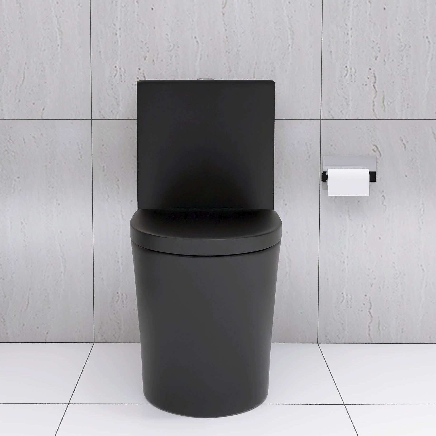 Matte Black Elongated One Piece Toilet Dual Flush 1.1/1.6 GPF Water Saving Map 1000g,Matte Black - Korvel