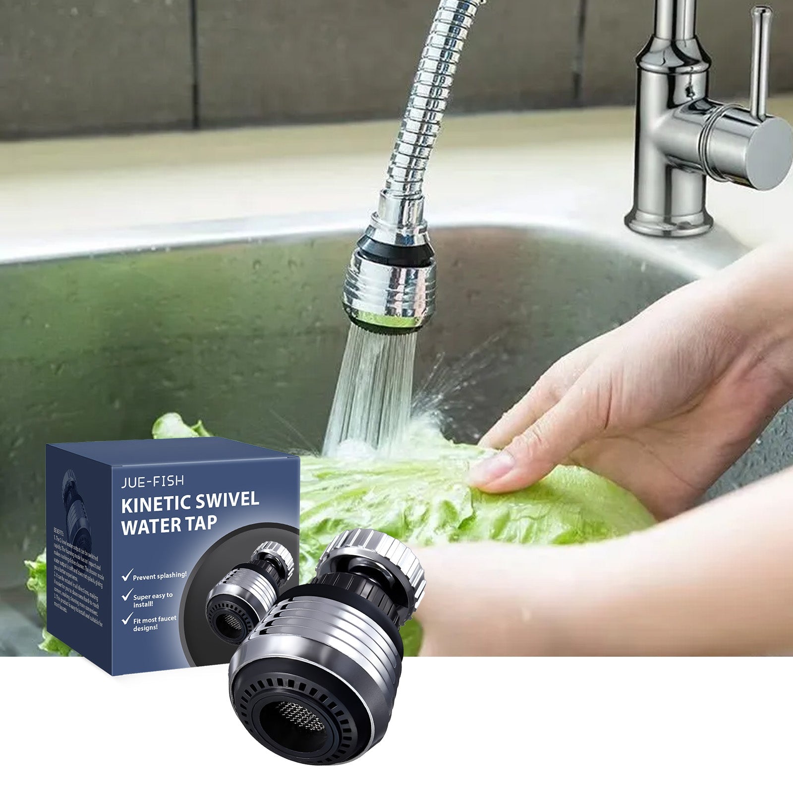 Supercharged Shower Head Home Kitchen Faucet Anti-Splash Head Universal Rotary Supercharged Stainless Steel Shower Head - Korvel