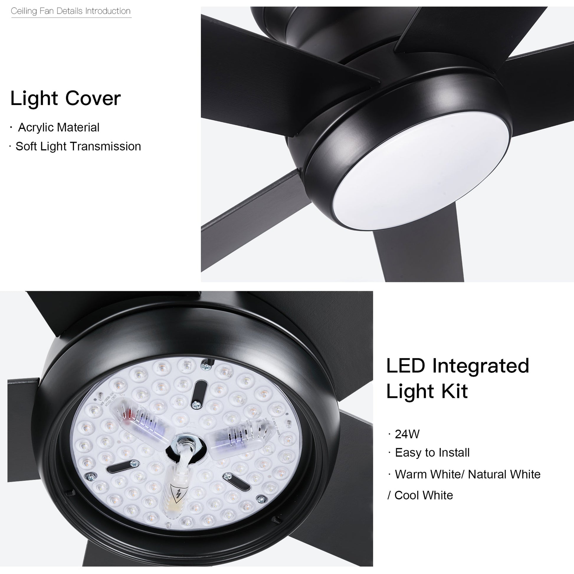 52" Low Profile Ceiling Fan with Lights - Korvel