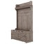 Hall tree with storage desk, entrance desk with drawers and 5 hooks, display rack,Oak - Korvel