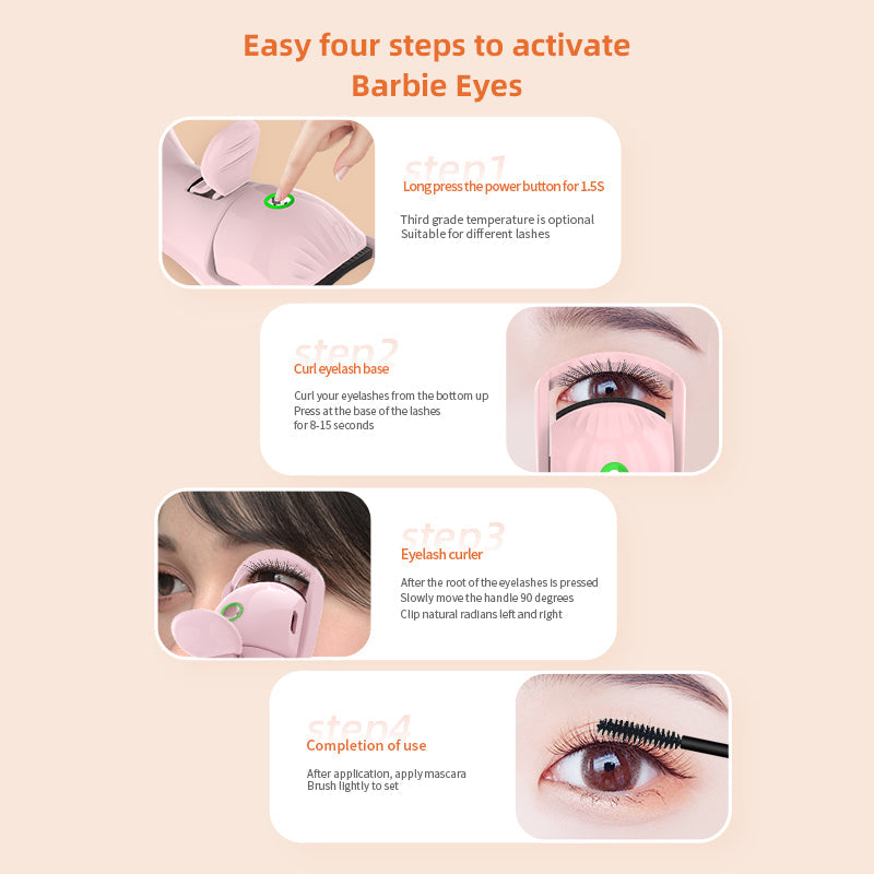 Electric eyelash curler three temperature rechargeable eyelash curler portable compact heating eyelash curler - Korvel