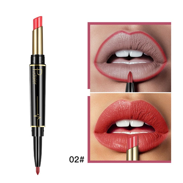 Matte Lipstick Wateproof Double Ended Long Lasting Lipsticks Brand Lip Makeup Cosmetics Nude Dark Red Lips Liner Pencil - Korvel