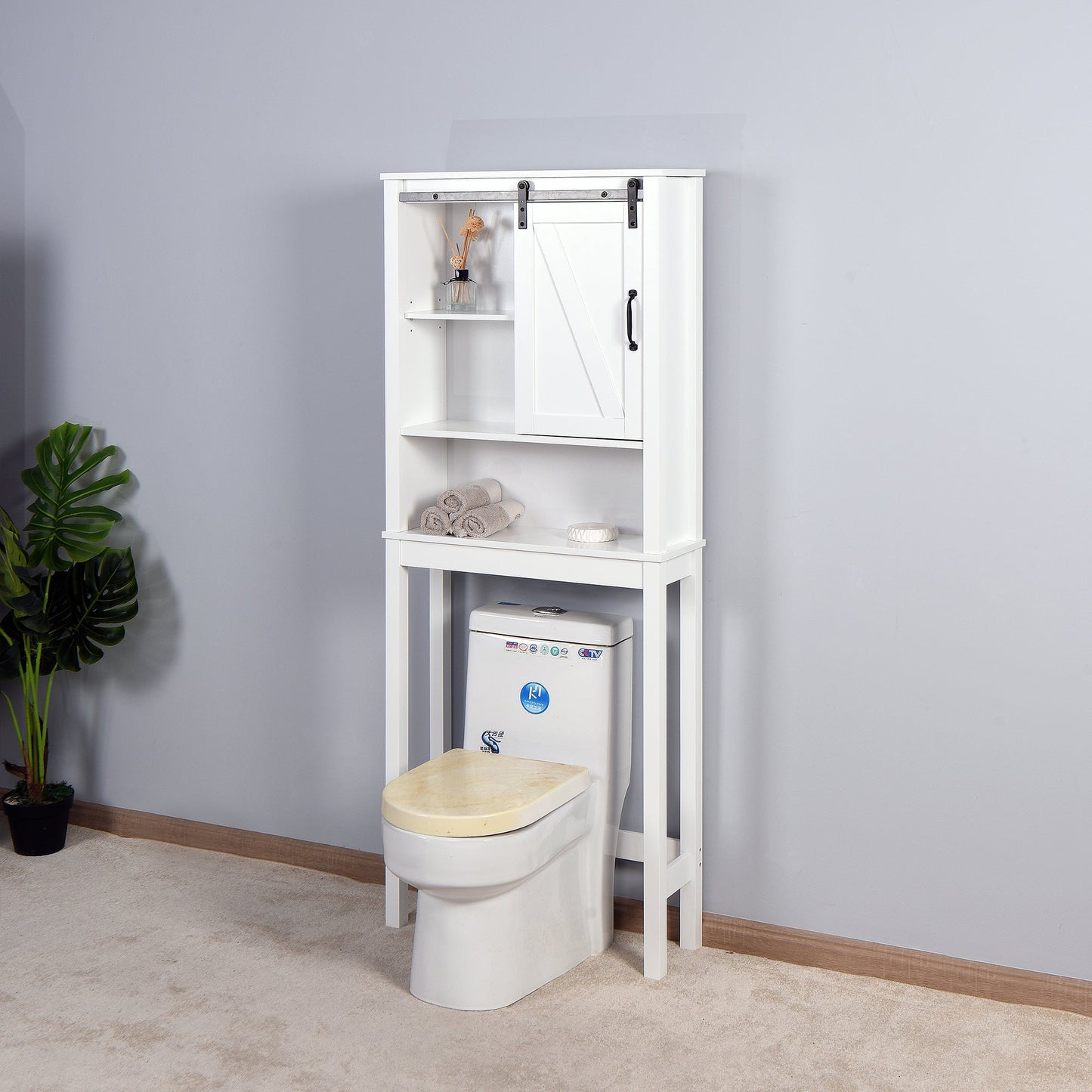 Elegant Over-the-Toilet Storage Cabinet with Adjustable Shelves