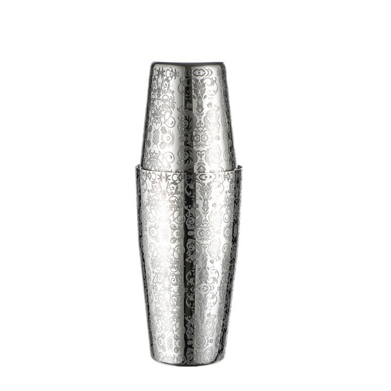 304 stainless steel etched pattern bright light Boston bartender bar two section bartender - Korvel