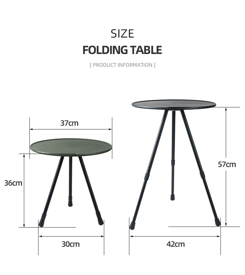 Outdoor Furniture Balcony Lightweight Portable Aluminum Height Adjustable Small Round Outdoor Folding Picnic Camping Table - Korvel
