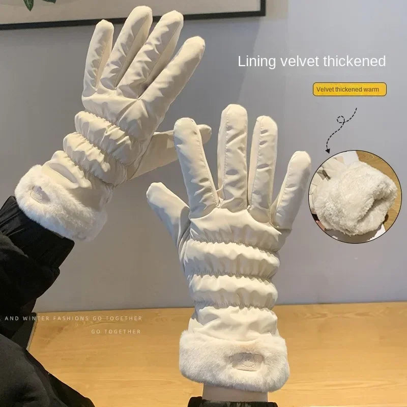 Guantes de Invierno Acolchados Lindos para Mujeres - Algodón y Forro Polar