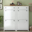 ONTREND ultra-thin shoe cabinet set with 4 flip drawers and adjustable panel top shoe rack, white - Korvel