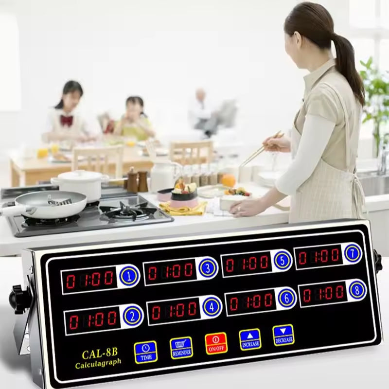 8 - Channel Calculagraph Kitchen Timer, 220V plug, shake - to - remind, 8 screens, great cooking accessory. - Korvel