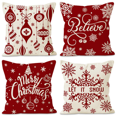 Christmas red ball pillow cover Christmas holiday themed home decoration pillowcase linen waist pillow - Korvel
